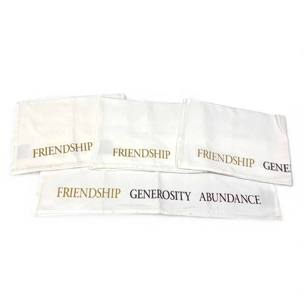 Williams Sonoma Napkin set/4 Friendship Generosity Abundance Gratitude NEW
